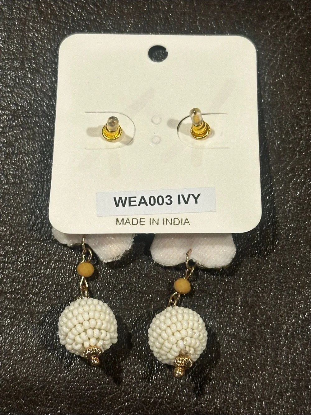 White Floral Bead Drop Earrings